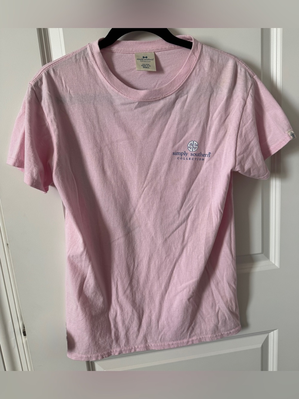 Simply Southern Light Pink Short Sleeve Tee with Small Logo-Small
